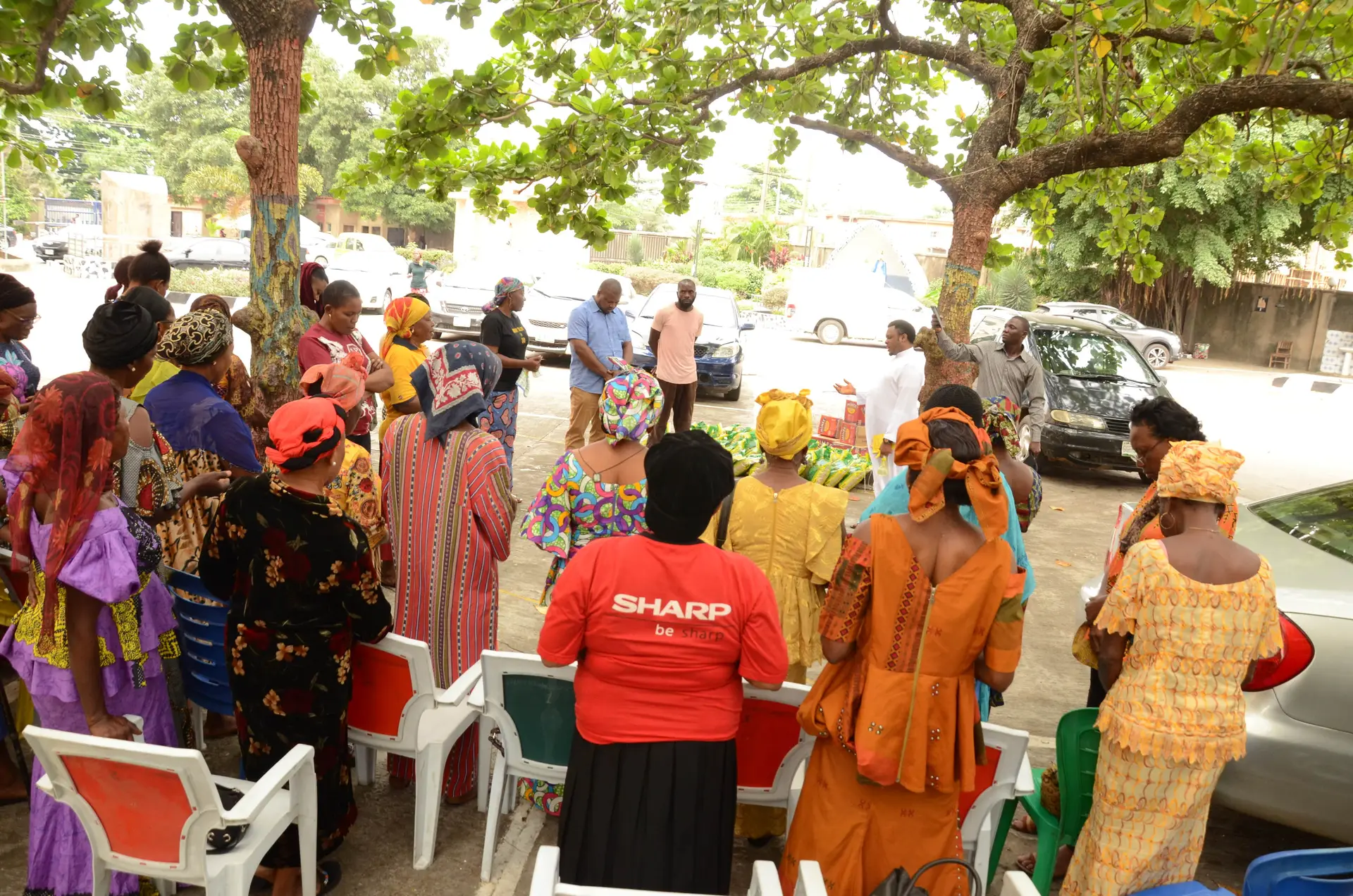 Foundation team with community members